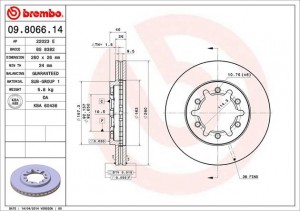 Тормозной диск 09.8066.14 BREMBO