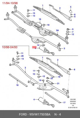 Двигатель стеклоочистителя 95VW17505BA FORD