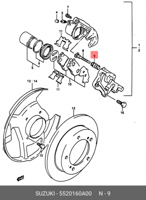 Ремкомплект, тормозной суппорт 55201-60A00 SUZUKI