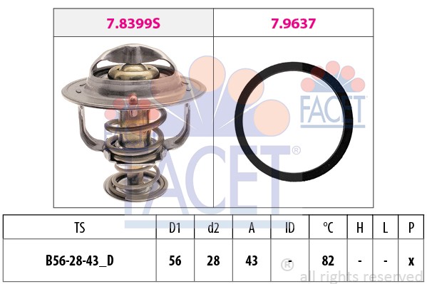 Термостат, охлаждающая жидкость 7.8522 FACET