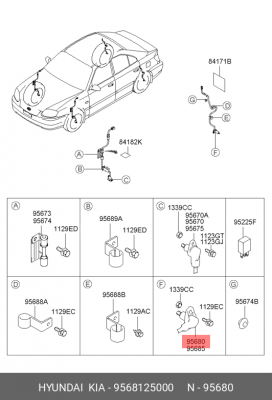 Датчик, частота вращения колеса 9568125000 HYUNDAI KIA