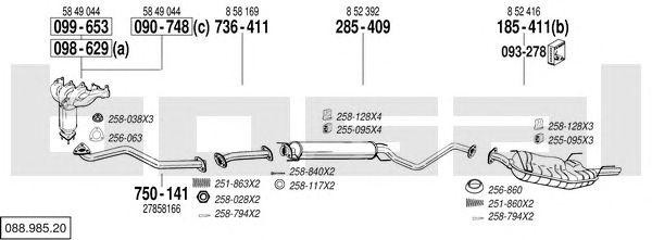 Система выпуска ОГ 08898520 BOSAL