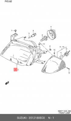 Основная фара 35121-80EC0 SUZUKI