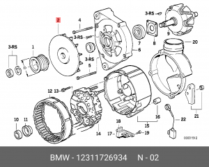 Вентилятор, генератор 12 31 1 726 934 BMW