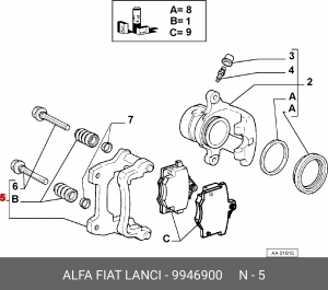 Кронштейн, корпус скобы тормоза 9946900 ALFA FIAT LANCIA