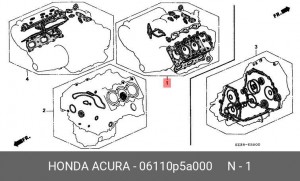 Комплект прокладок, головка цилиндра 06110P5A000 HONDA