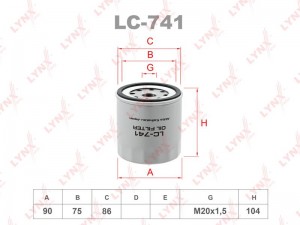 Фильтр масляный двигателя LC-741 LYNXAUTO