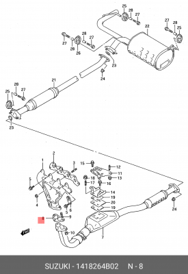 Прокладка, выпускной трубопровод 14182-64B02 SUZUKI