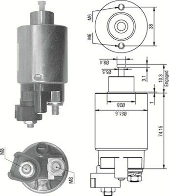 Тяговое реле, стартер 940113050355 MAGNETI MARELLI