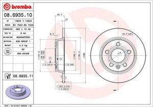 Тормозной диск 08.6935.10 BREMBO