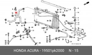Патрубок системы охлаждения ДВС 19501PK2000 HONDA