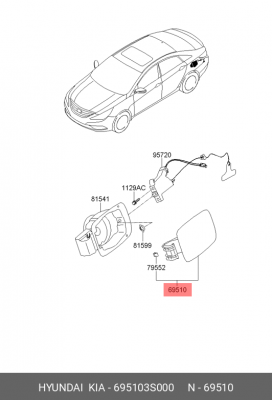 Лючок бензобака 695103S000 HYUNDAI KIA