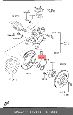 Комплект подшипника ступицы колеса F15126151 MAZDA