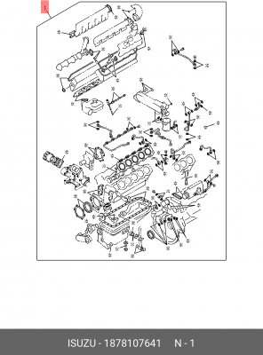 Комплект прокладок, головка цилиндра 1-87810-764-1 ISUZU