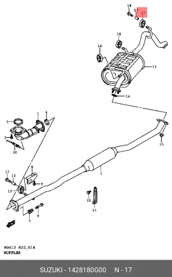 Кронштейн, система выпуска ОГ 14281-80G00 SUZUKI