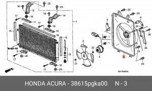 Диффузор радиатора охлаждения под вентилятор 38615PGKA00 HONDA