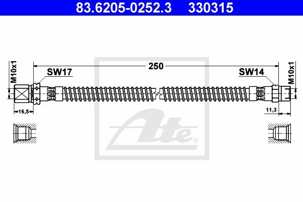 Тормозной шланг 83.6205-0252.3 ATE