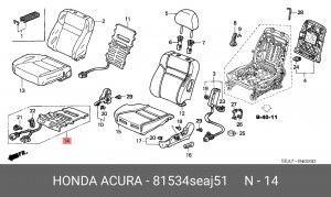 Элемент нагревательный сиденья 81534SEAJ51 HONDA