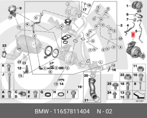 Турбокомпрессор 11 65 7 811 404 BMW