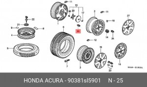 Гайка крепления колеса 90381SL5901 HONDA