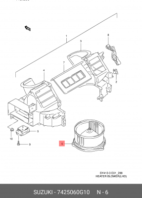 Электродвигатель, вентиляция салона 74250-60G10 SUZUKI