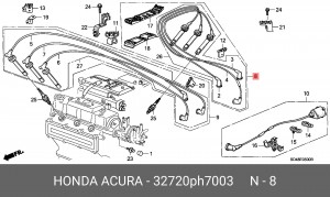 Провода высоковольтные системы зажигания (комплект) 32720PH7003 HONDA