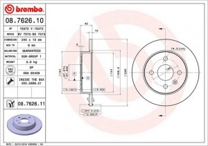 Тормозной диск 08.7626.10 BREMBO