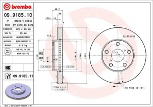 Тормозной диск 09.9185.10 BREMBO