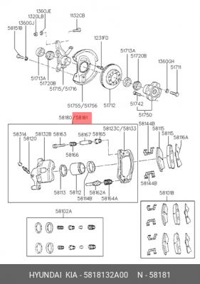 Тормозной суппорт 5818132A00 HYUNDAI KIA