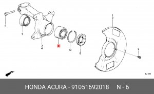 Комплект подшипника ступицы колеса 91051692018 HONDA