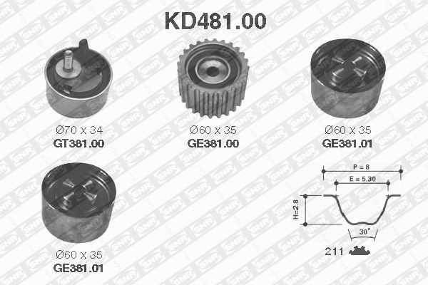 Комплект ремня ГРМ KD481.00 NTN SNR