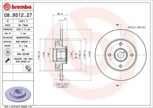 Тормозной диск 08.9512.27 BREMBO