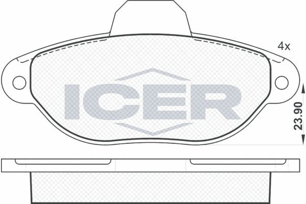Комплект тормозных колодок, диско 181018 ICER