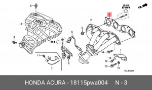 Прокладка, выпускной коллектор 18115PWA004 HONDA