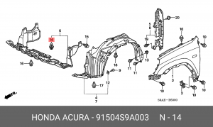Клипса крепежная 91504S9A003 HONDA
