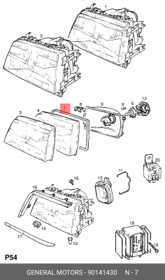 Прокладка, основная фара 90141430 GENERAL MOTORS