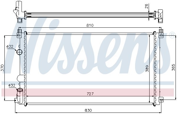 Радиатор, охлаждение двигател 63824A NISSENS