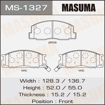 Колодки тормозные дисковые MS1327 MASUMA