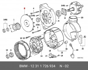 Вентилятор, генератор 12 31 1 726 934 BMW