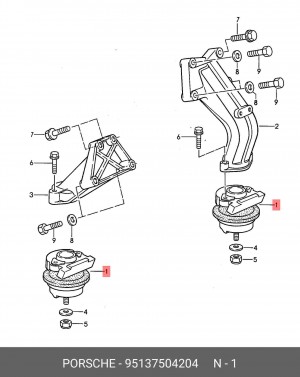 Подвеска, двигатель 95137504204 PORSCHE