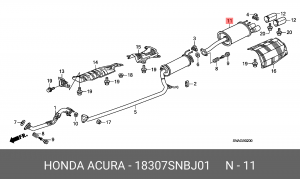 Глушитель - задняя часть системы ОГ 18307SNBJ01 HONDA