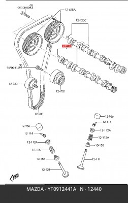 Распредвал YF09-12-441A MAZDA