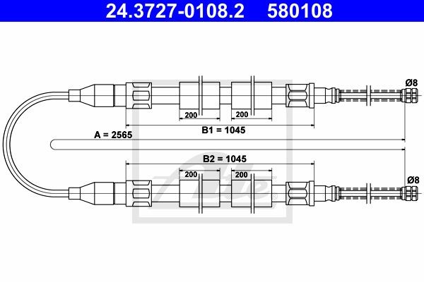 Трос, стояночная тормозная система 24.3727-0108.2 ATE