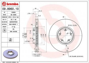 Тормозной диск 09.8960.10 BREMBO
