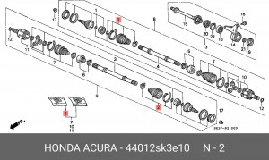 Комплект пылника, приводной вал 44012SK3E10 HONDA