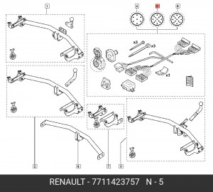 Комплект электрики, прицепное оборудование 7711423757 RENAULT
