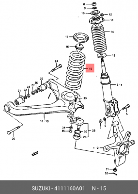 Пружина ходовой части 41111-60A01 SUZUKI