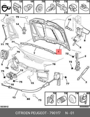 Капот двигателя 7901 F7 CITROEN PEUGEOT