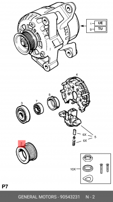 Ременный шкив, генератор 90543231 GENERAL MOTORS