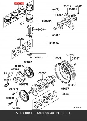 Кольца поршневые (комплект) MD078543 MITSUBISHI